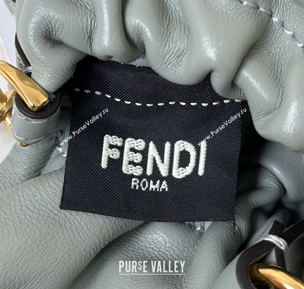 Fendi Mamma Baguette Nano Miniature Bag Charm in Nappa Leather Light Grey 2025 8677 (CL-250807020)