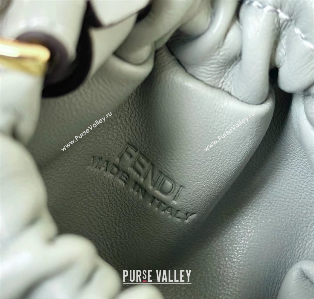 Fendi Mamma Baguette Nano Miniature Bag Charm in Nappa Leather Light Grey 2025 8677 (CL-250807020)