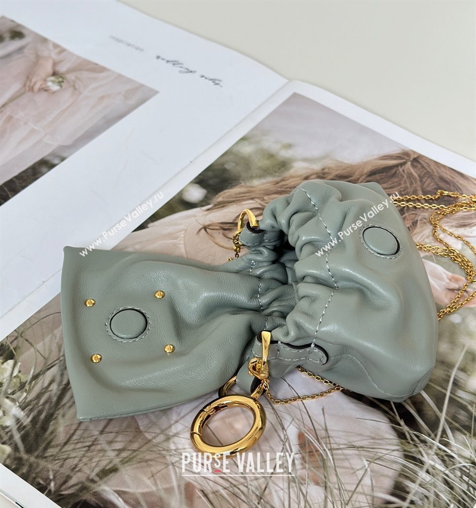 Fendi Mamma Baguette Nano Miniature Bag Charm in Nappa Leather Light Grey 2025 8677 (CL-250807020)