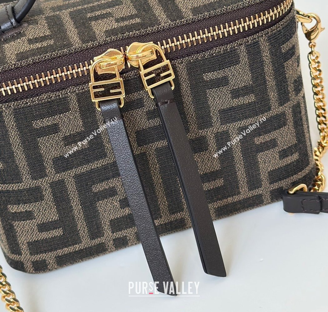 Fendi Vanity Mini Bag in Tobacco brown FF jacquard fabric 2025 8686A (CL-250807003)