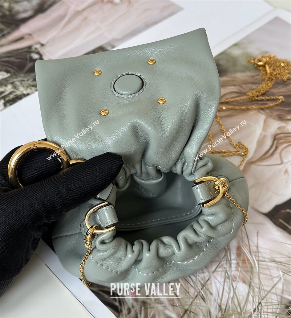 Fendi Mamma Baguette Nano Miniature Bag Charm in Nappa Leather Light Grey 2025 8677 (CL-250807020)