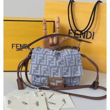 Fendi Mamma Baguette Small Bag in Blue denim-effect FF jacquard 2025 8677S (CL-250807025)