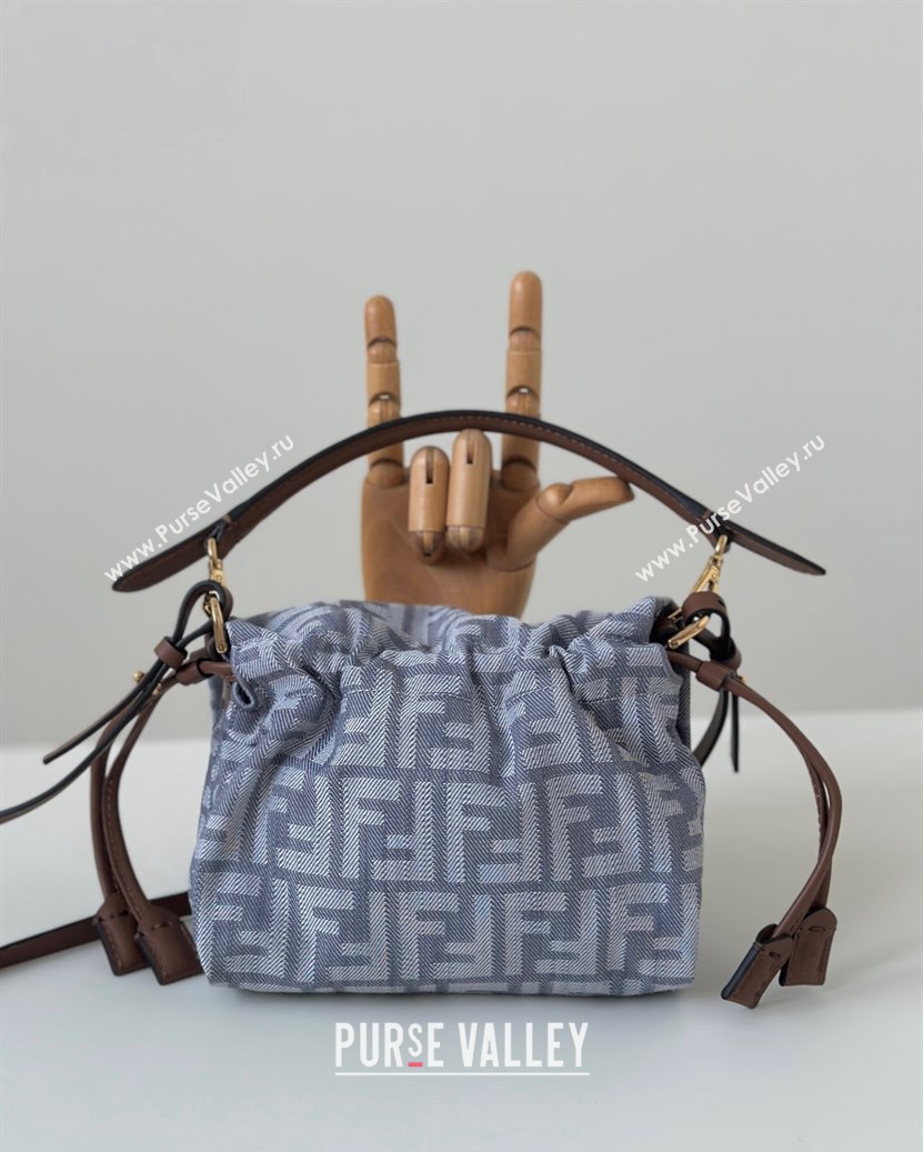 Fendi Mamma Baguette Small Bag in Blue denim-effect FF jacquard 2025 8677S (CL-250807025)