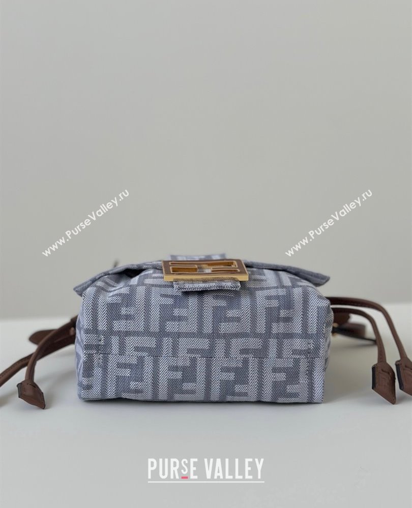 Fendi Mamma Baguette Small Bag in Blue denim-effect FF jacquard 2025 8677S (CL-250807025)