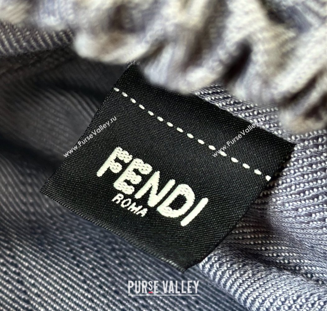 Fendi Mamma Baguette Small Bag in Blue denim-effect FF jacquard 2025 8677S (CL-250807025)