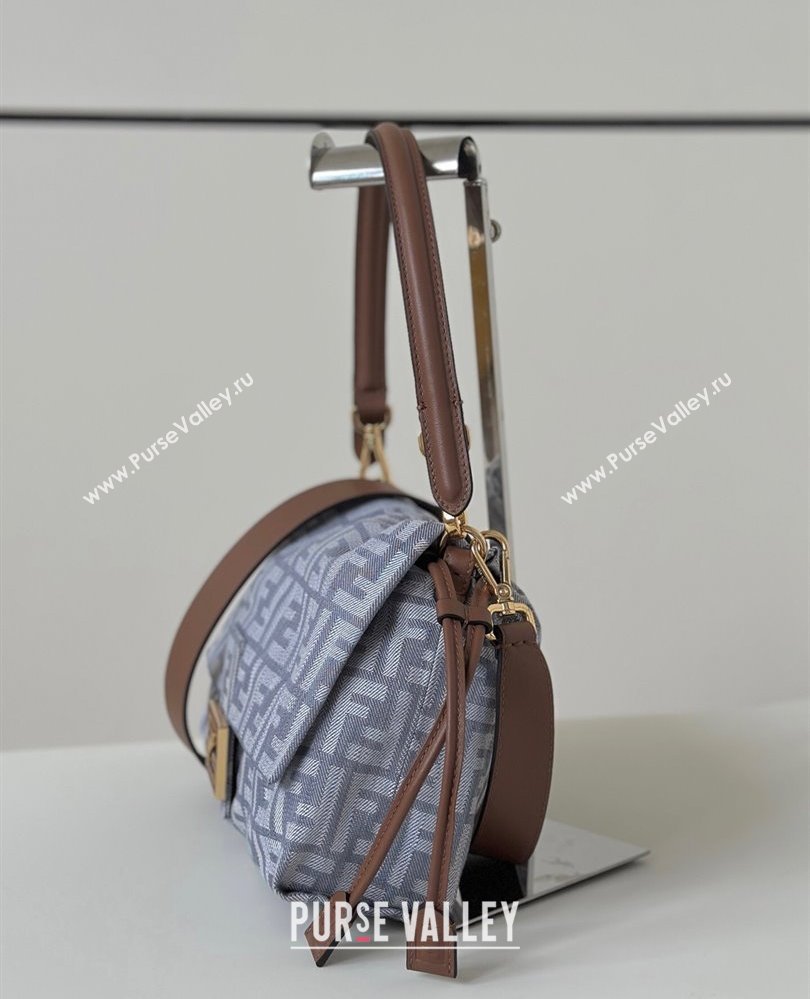 Fendi Mamma Baguette Medium Bag in Blue denim-effect FF jacquard 2025 8677M (CL-250807026)