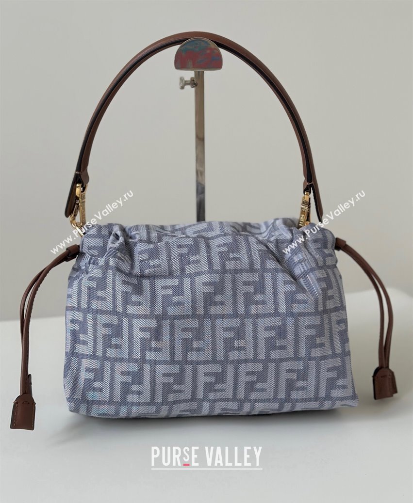 Fendi Mamma Baguette Medium Bag in Blue denim-effect FF jacquard 2025 8677M (CL-250807026)