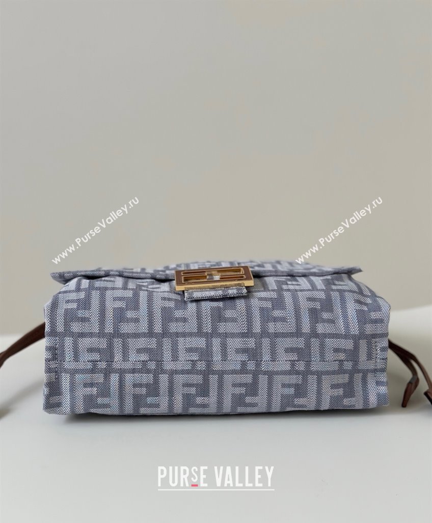 Fendi Mamma Baguette Medium Bag in Blue denim-effect FF jacquard 2025 8677M (CL-250807026)