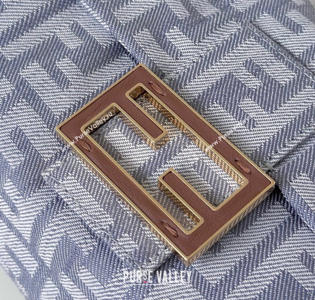 Fendi Mamma Baguette Medium Bag in Blue denim-effect FF jacquard 2025 8677M (CL-250807026)