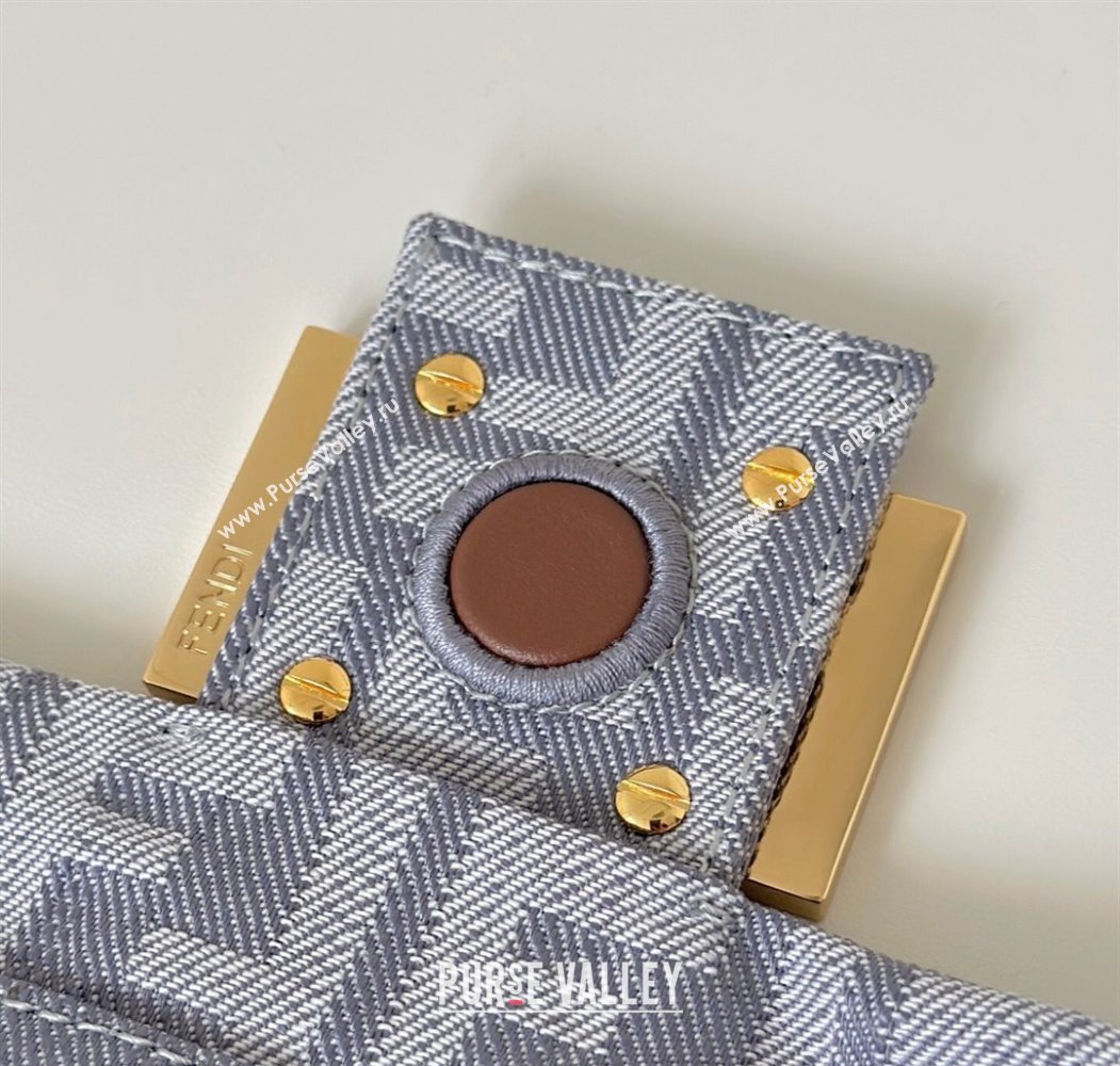 Fendi Mamma Baguette Medium Bag in Blue denim-effect FF jacquard 2025 8677M (CL-250807026)