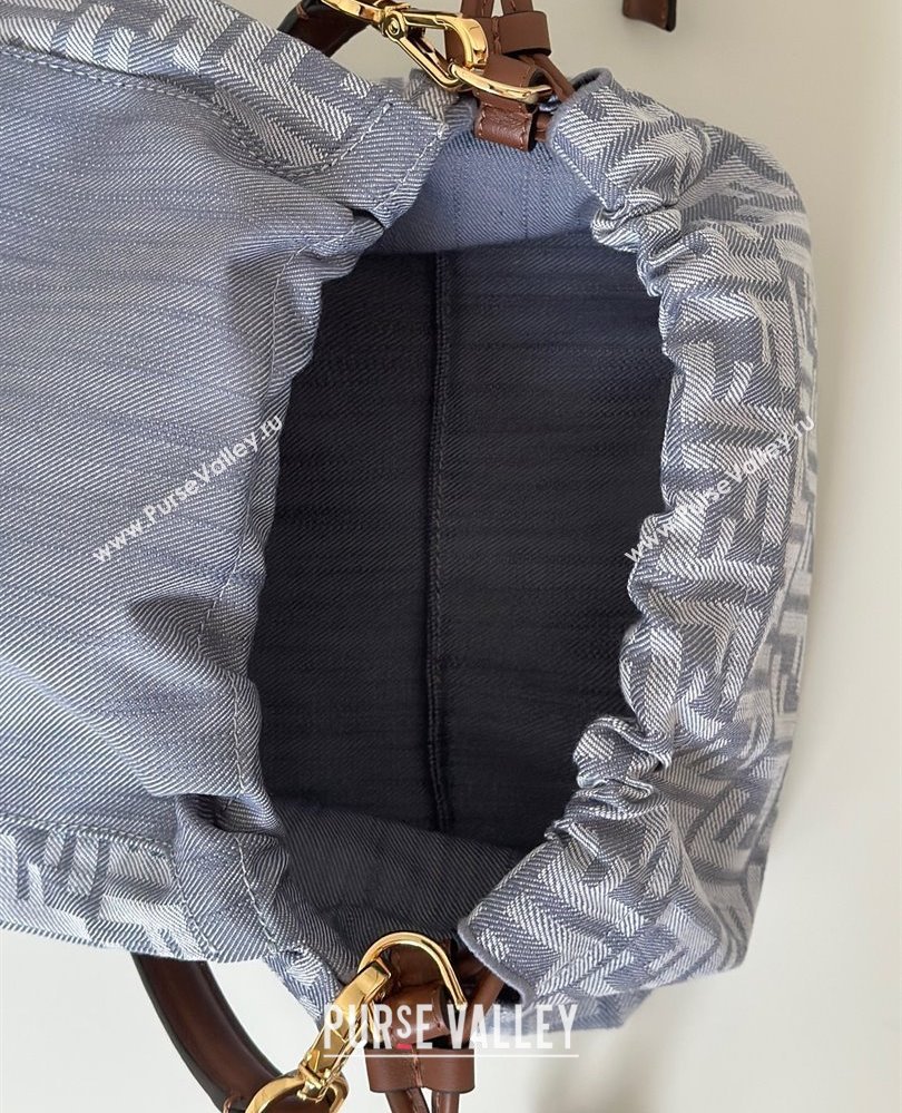 Fendi Mamma Baguette Medium Bag in Blue denim-effect FF jacquard 2025 8677M (CL-250807026)