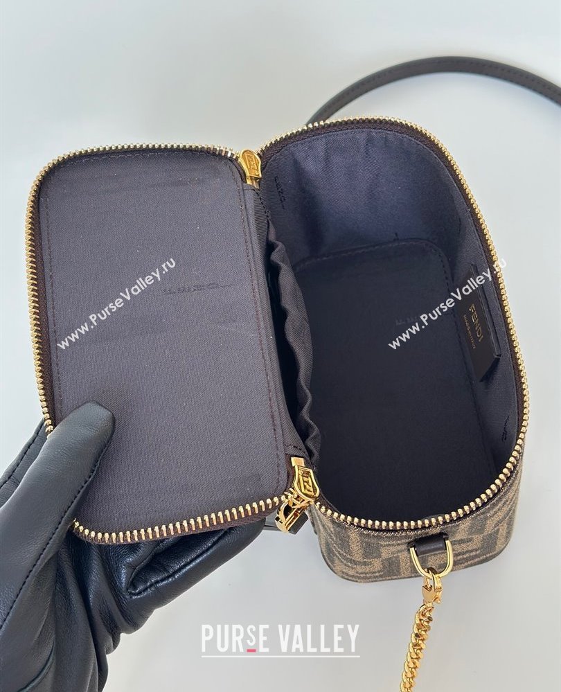 Fendi Vanity Mini Bag in Tobacco brown FF jacquard fabric 2025 8686A (CL-250807003)