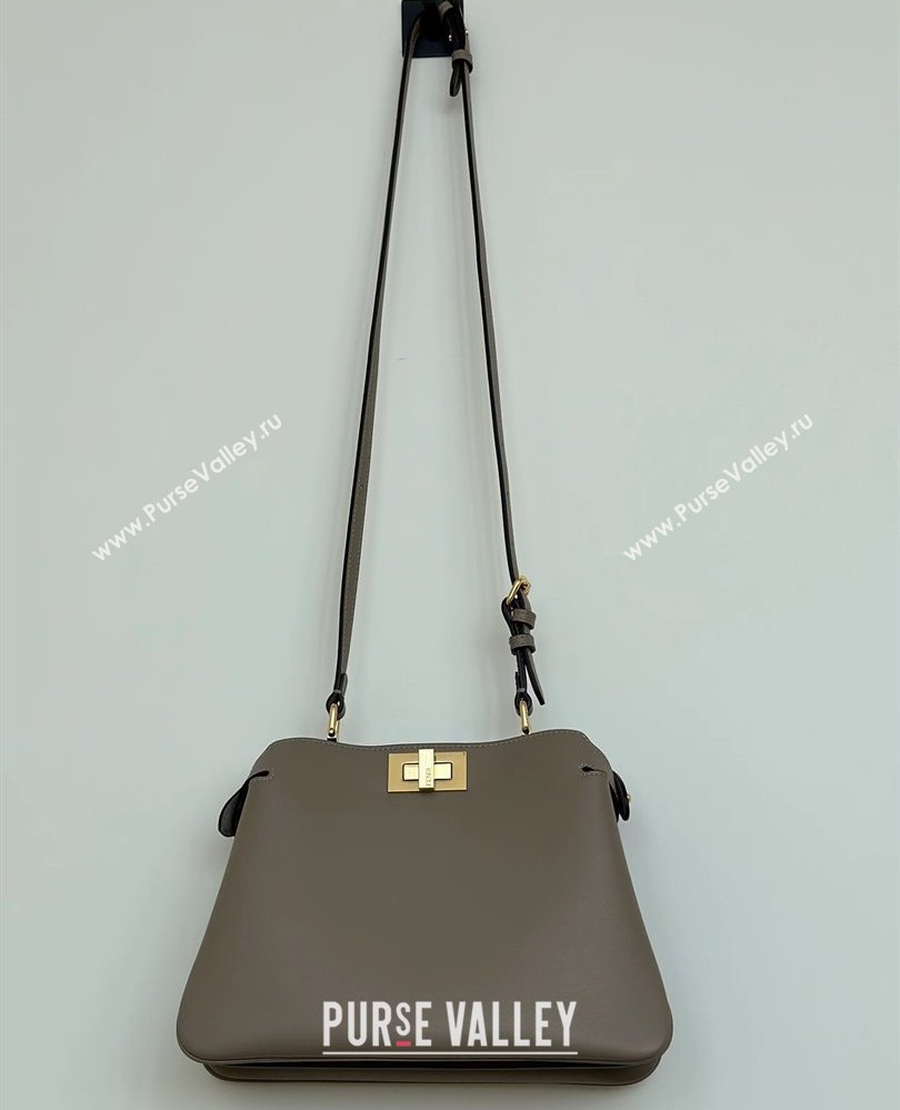 Fendi Peekaboo Soft Small Bag in Leather Dark Grey 2025 80175 (CL-250807035)