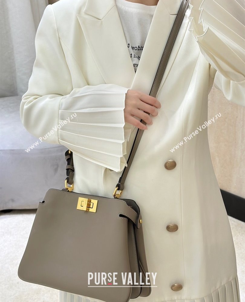 Fendi Peekaboo Soft Small Bag in Leather Dark Grey 2025 80175 (CL-250807035)