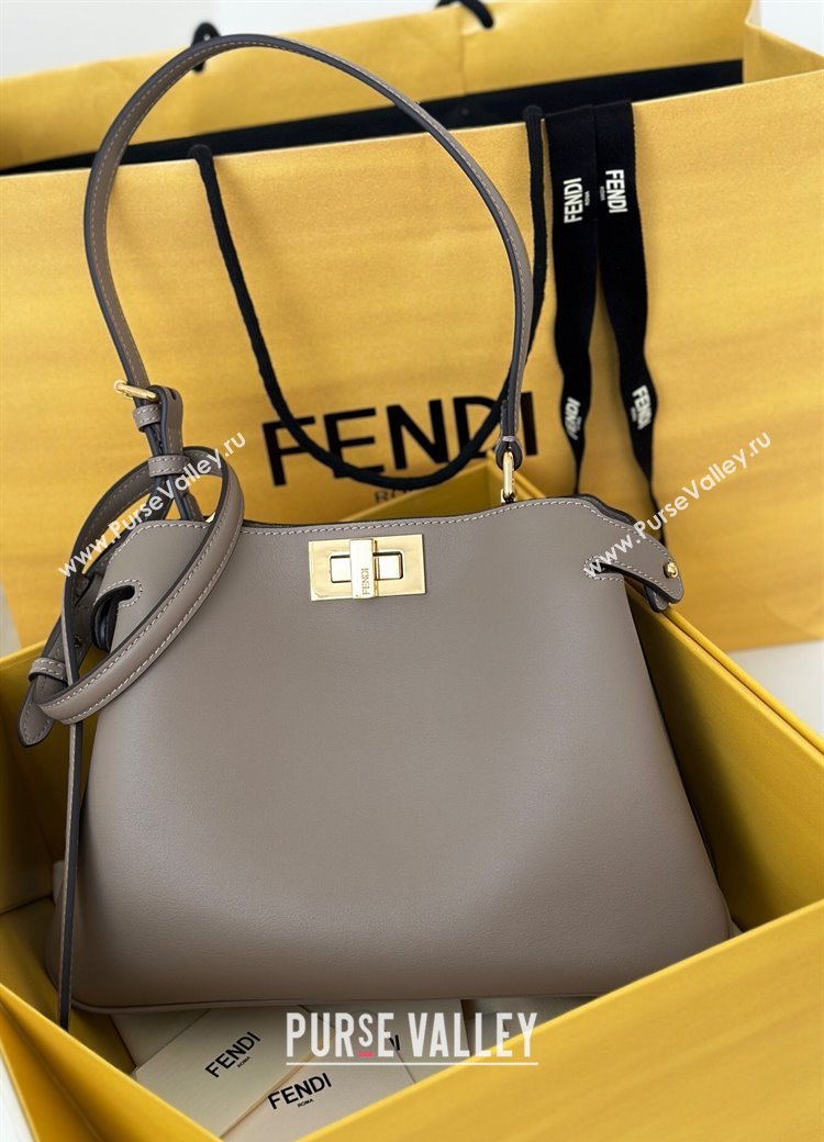 Fendi Peekaboo Soft Small Bag in Leather Dark Grey 2025 80175 (CL-250807035)