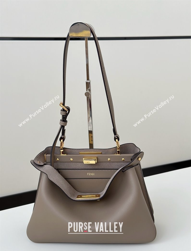 Fendi Peekaboo Soft Small Bag in Leather Dark Grey 2025 80175 (CL-250807035)
