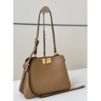Fendi Peekaboo Soft Small Bag in Leather Beige 2025 80175 (CL-250807036)