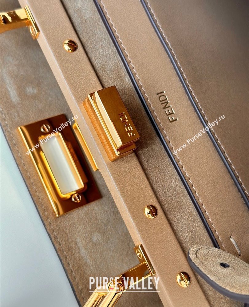 Fendi Peekaboo Soft Small Bag in Leather Beige 2025 80175 (CL-250807036)