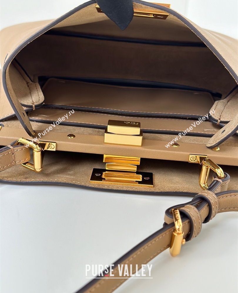 Fendi Peekaboo Soft Small Bag in Leather Beige 2025 80175 (CL-250807036)