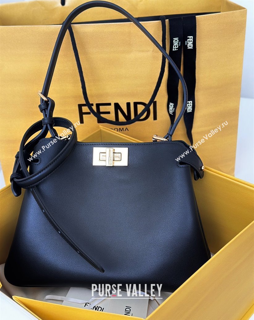 Fendi Peekaboo Soft Small Bag in Leather Black 2025 80175 (CL-250807037)