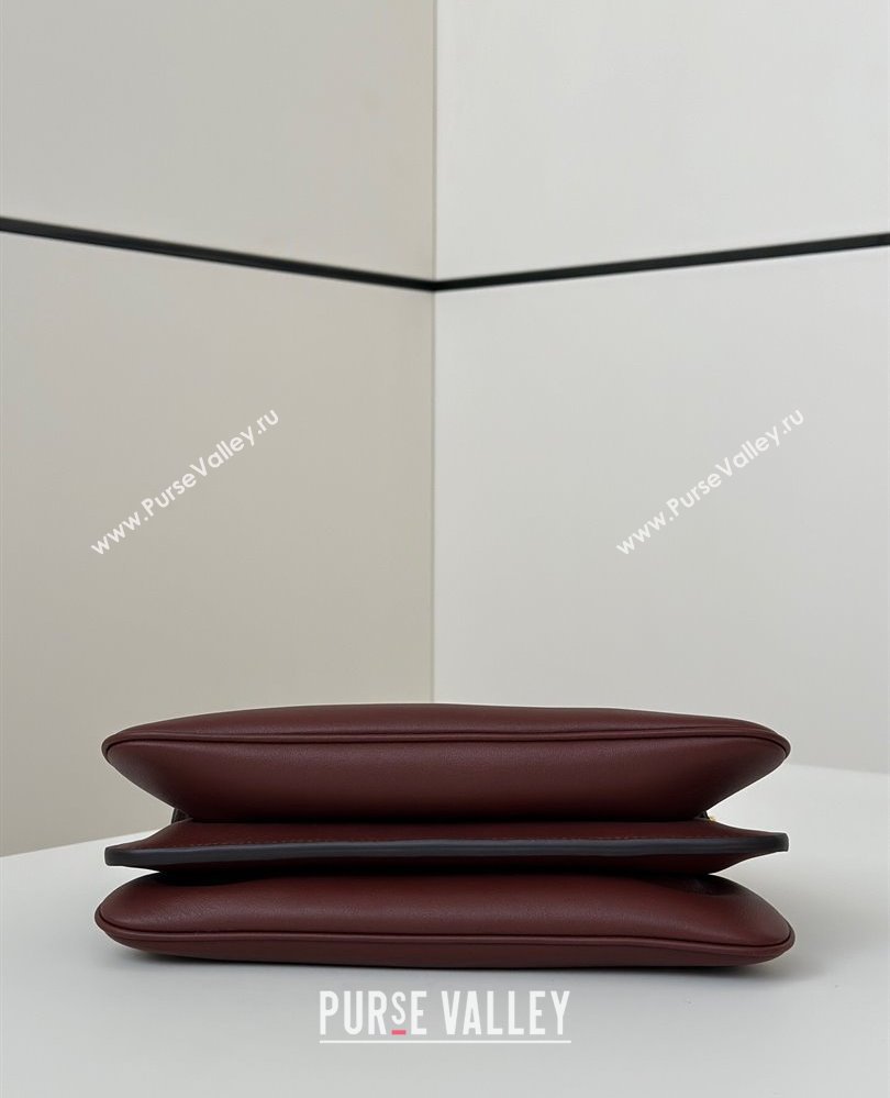 Fendi Peekaboo Soft Small Bag in Leather Dark Burgundy 2025 80175 (CL-250807038)