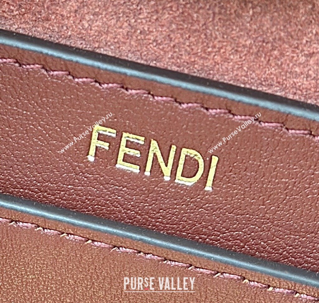 Fendi Peekaboo Soft Small Bag in Leather Dark Burgundy 2025 80175 (CL-250807038)