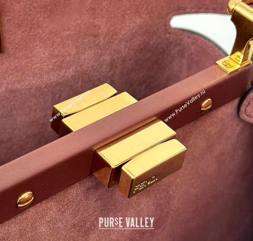 Fendi Peekaboo Soft Small Bag in Leather Dark Burgundy 2025 80175 (CL-250807038)