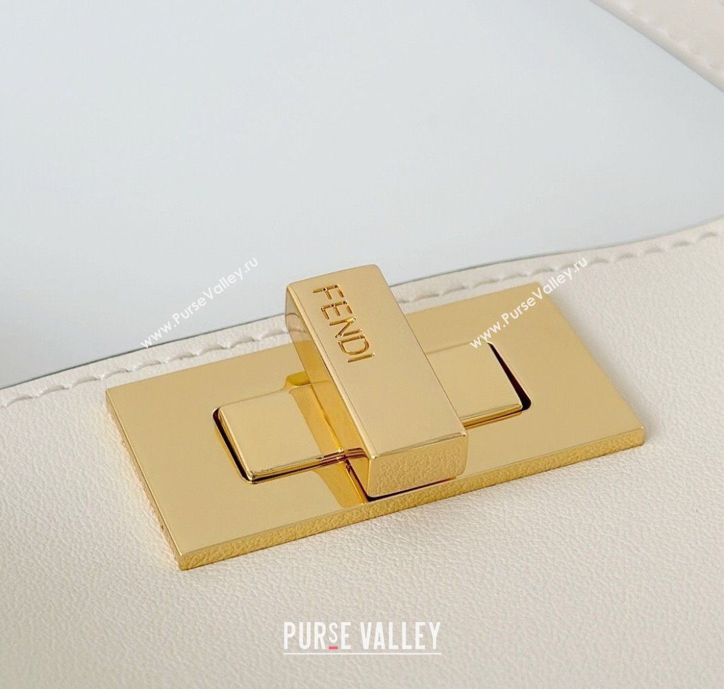 Fendi Peekaboo Soft Small Bag in Leather White 2025 80175 (CL-250807039)