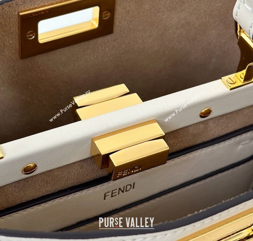 Fendi Peekaboo Soft Small Bag in Leather White 2025 80175 (CL-250807039)