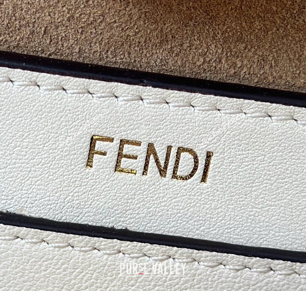 Fendi Peekaboo Soft Small Bag in Leather White 2025 80175 (CL-250807039)