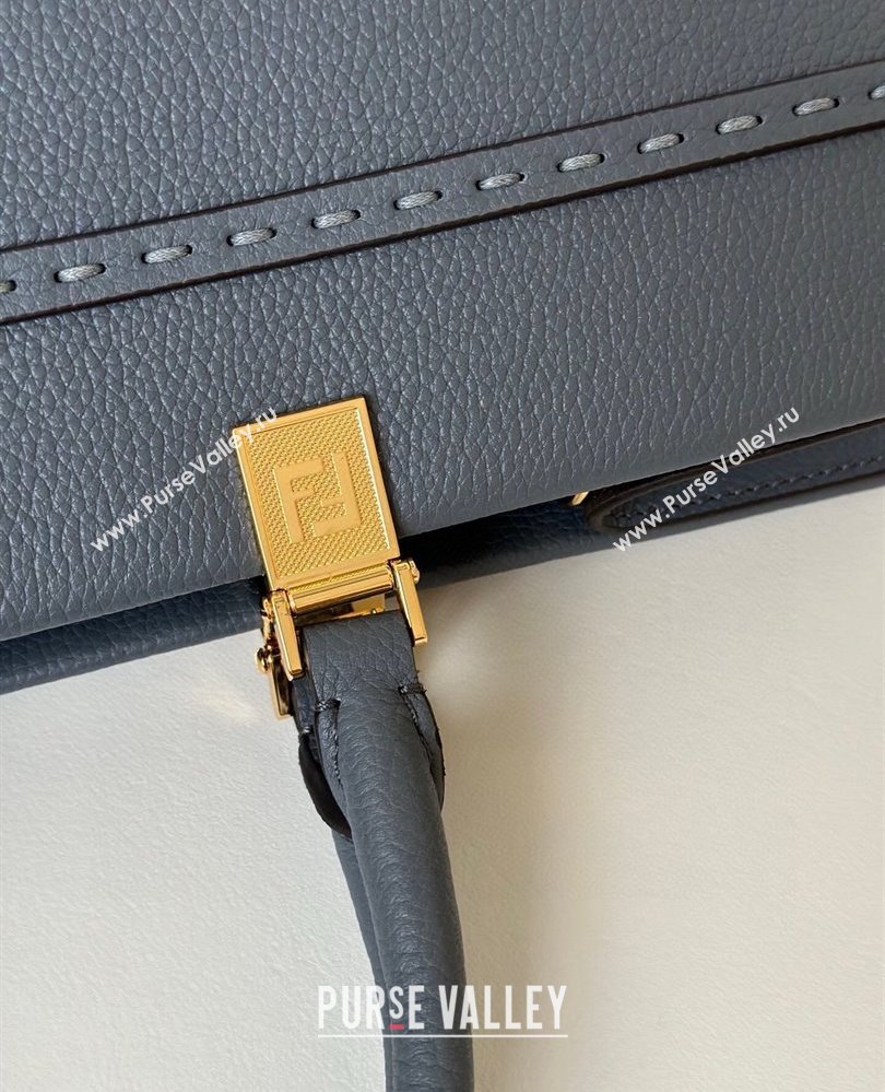 Fendi Sunshine Medium Tote Bag in Grained Leather 8636 Blue 2025 (CL-250807040)