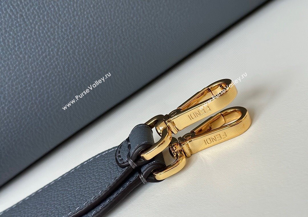 Fendi Sunshine Medium Tote Bag in Grained Leather 8636 Blue 2025 (CL-250807040)