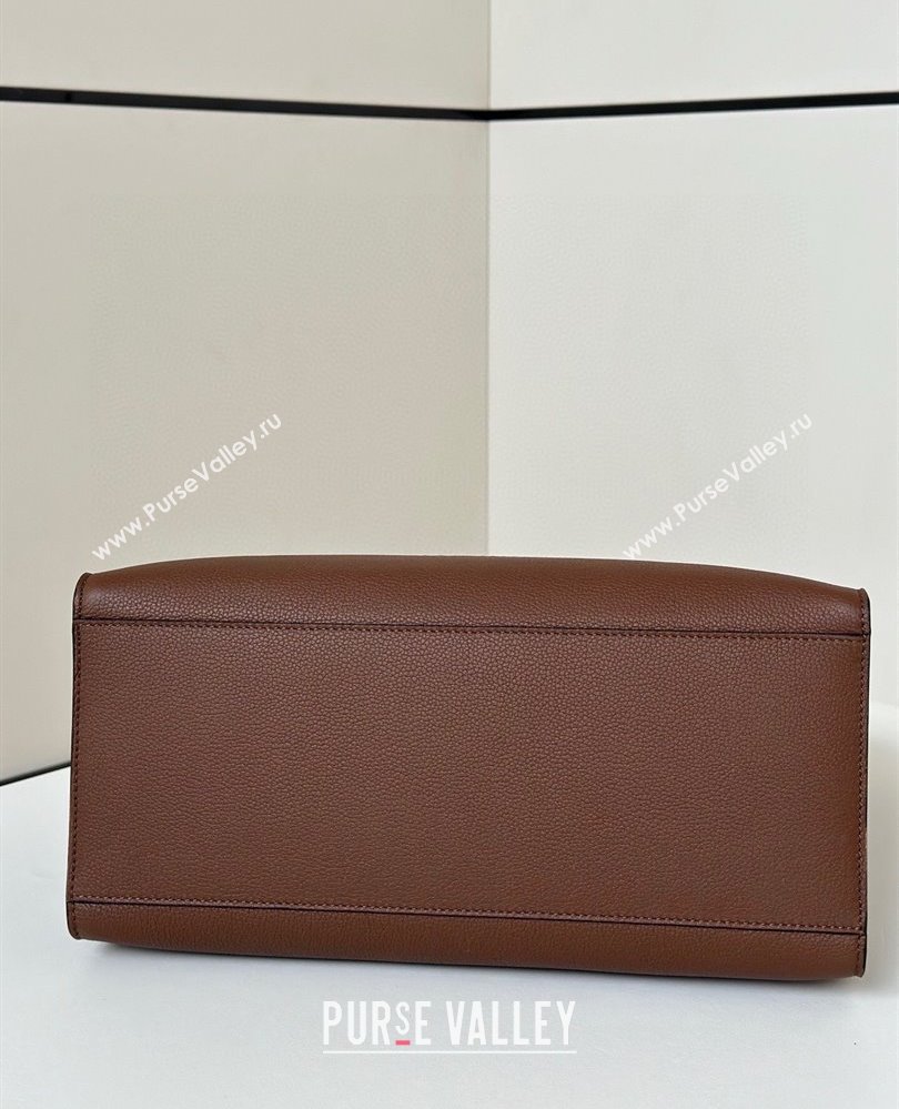 Fendi Sunshine Medium Tote Bag in Grained Leather 8636 Brown 2025 (CL-250807041)
