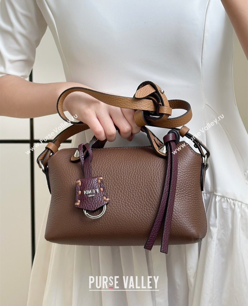 Fendi By The Way Selleria Mini Bag in Grianed Calfskin with Topstitches Dark Brown 2025 8668S (CL-250807042)