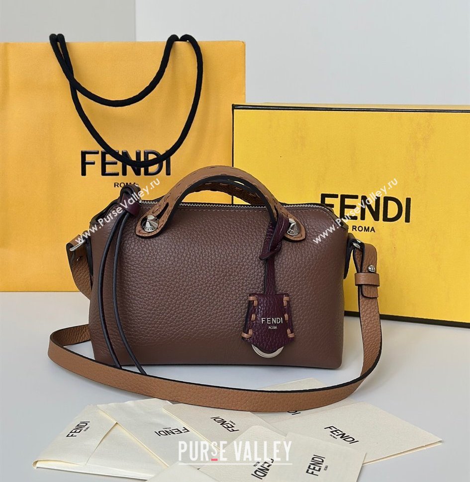Fendi By The Way Selleria Mini Bag in Grianed Calfskin with Topstitches Dark Brown 2025 8668S (CL-250807042)