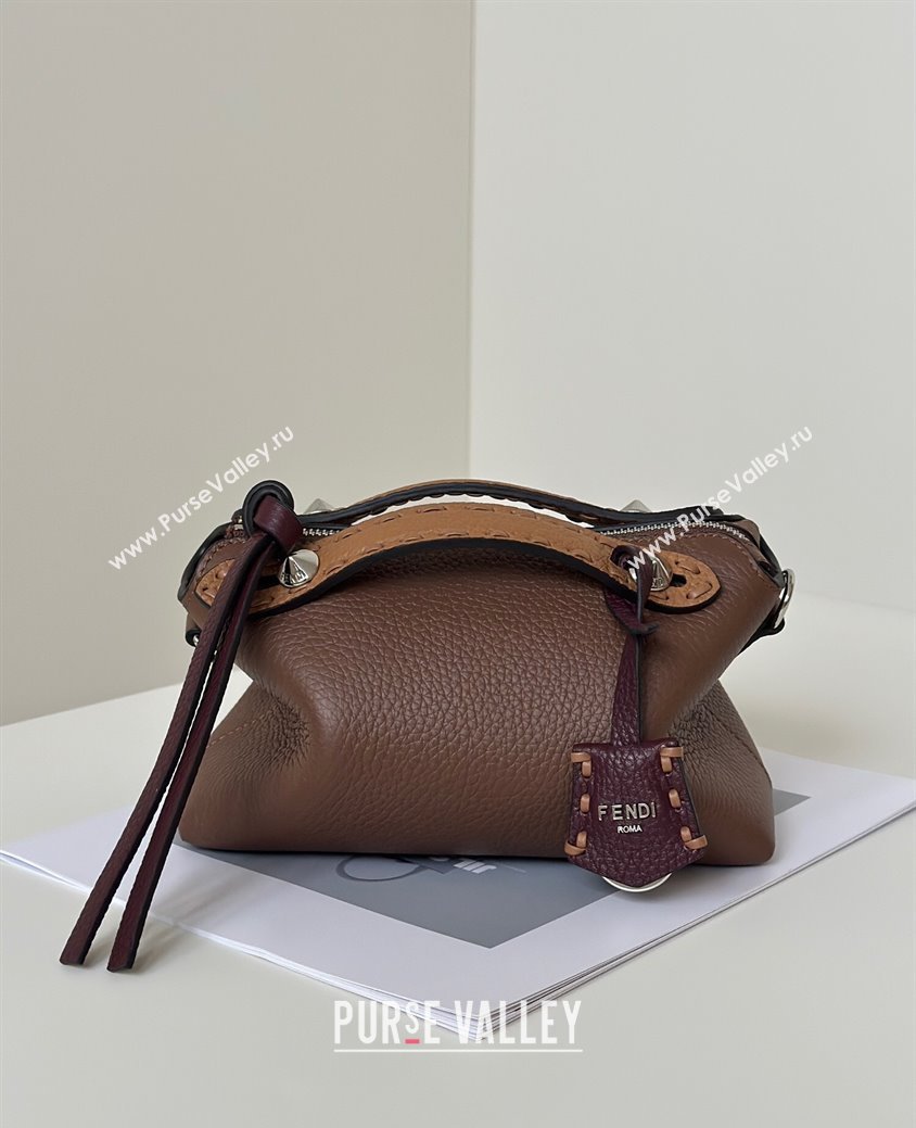 Fendi By The Way Selleria Mini Bag in Grianed Calfskin with Topstitches Dark Brown 2025 8668S (CL-250807042)