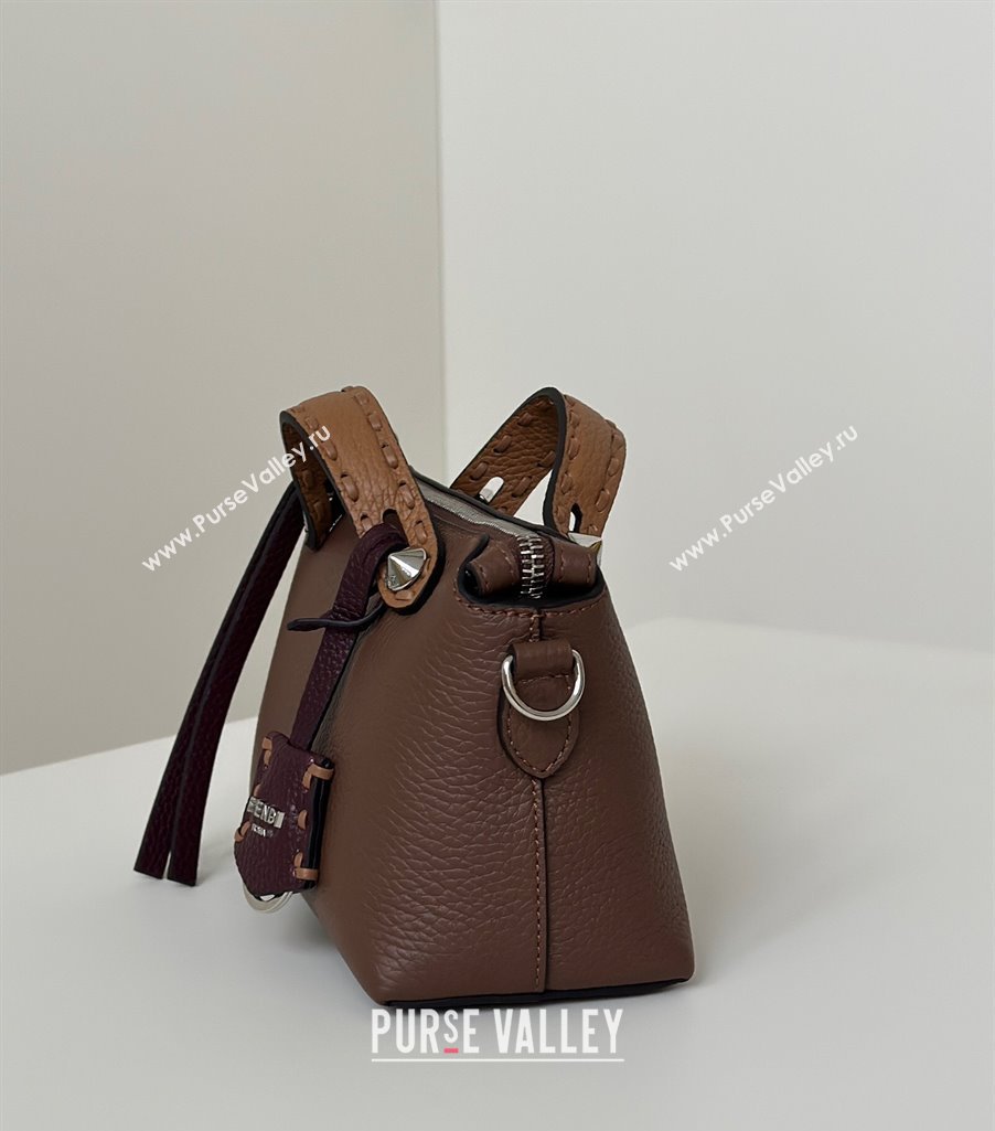 Fendi By The Way Selleria Mini Bag in Grianed Calfskin with Topstitches Dark Brown 2025 8668S (CL-250807042)