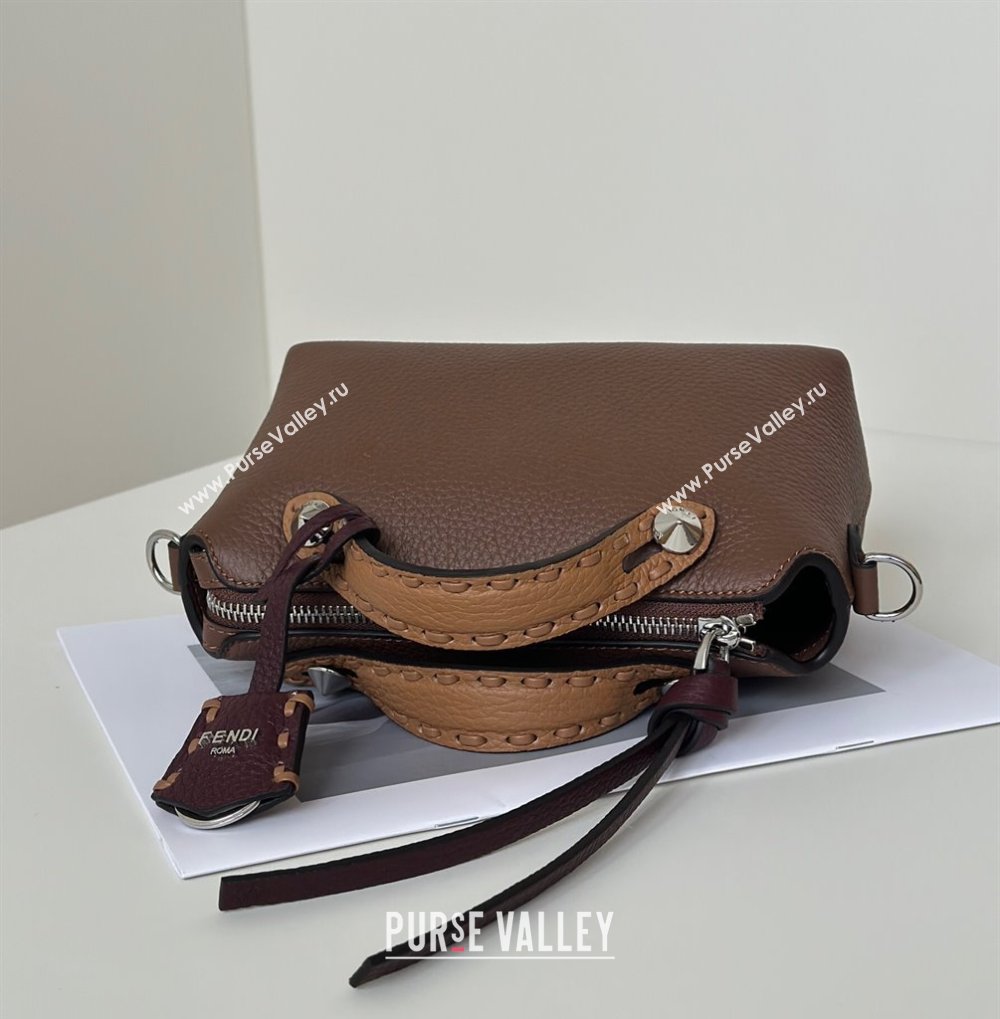 Fendi By The Way Selleria Mini Bag in Grianed Calfskin with Topstitches Dark Brown 2025 8668S (CL-250807042)