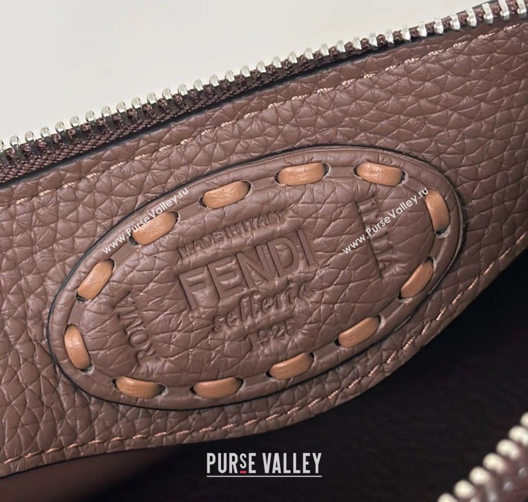 Fendi By The Way Selleria Mini Bag in Grianed Calfskin with Topstitches Dark Brown 2025 8668S (CL-250807042)