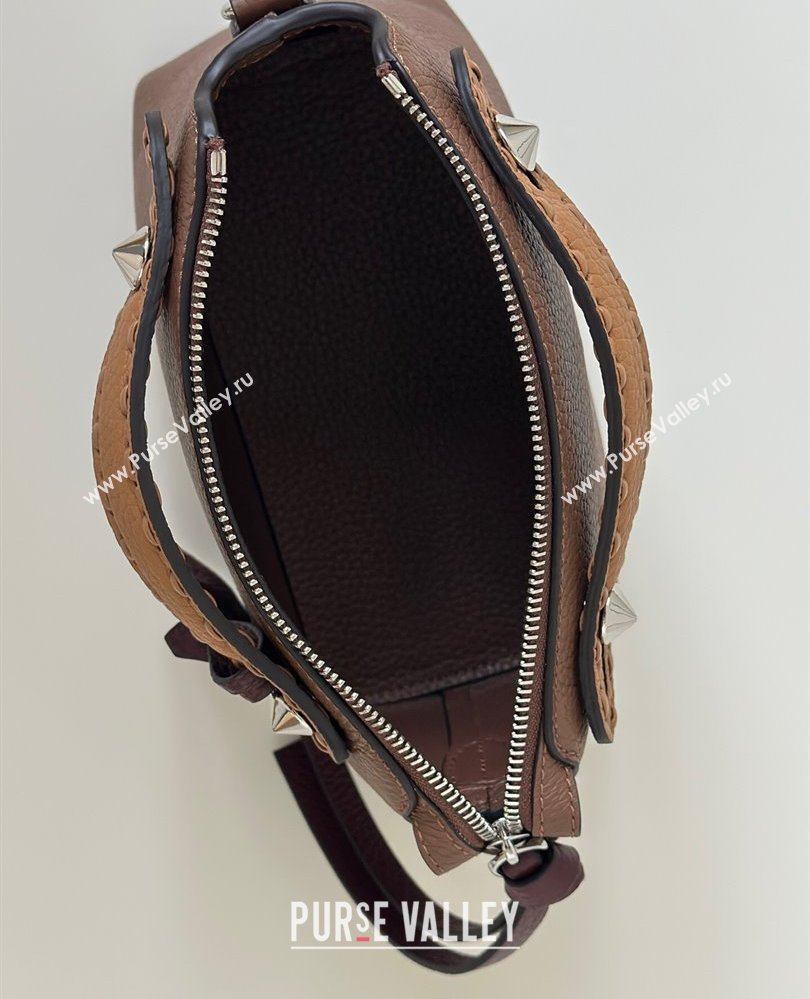 Fendi By The Way Selleria Mini Bag in Grianed Calfskin with Topstitches Dark Brown 2025 8668S (CL-250807042)