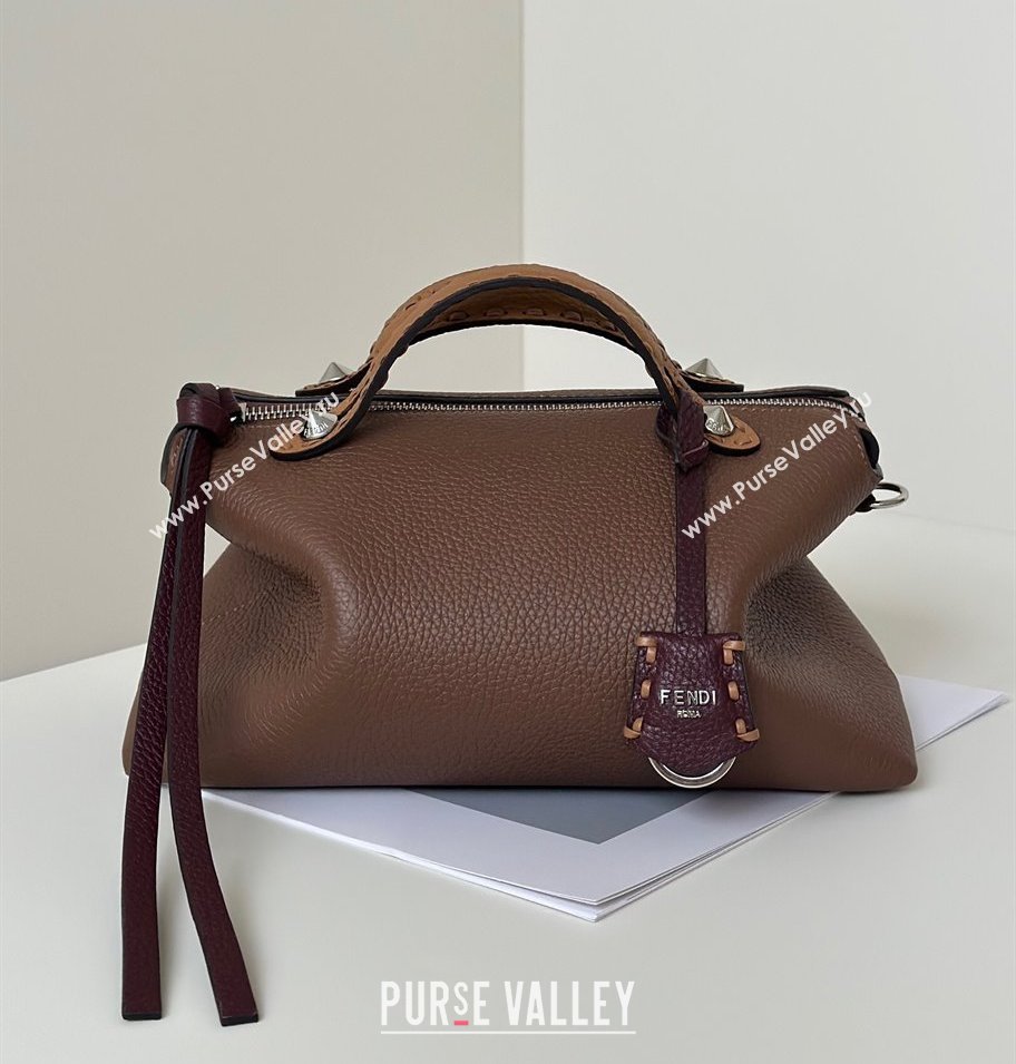 Fendi By The Way Selleria Medium Bag in Grianed Calfskin with Topstitches Dark Brown 2025 8668M (CL-250807043)