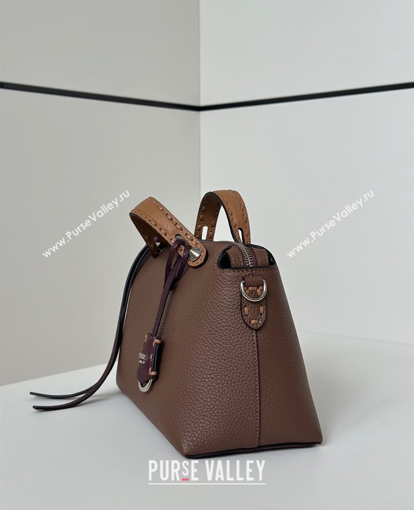 Fendi By The Way Selleria Medium Bag in Grianed Calfskin with Topstitches Dark Brown 2025 8668M (CL-250807043)