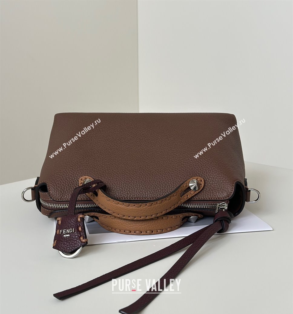 Fendi By The Way Selleria Medium Bag in Grianed Calfskin with Topstitches Dark Brown 2025 8668M (CL-250807043)