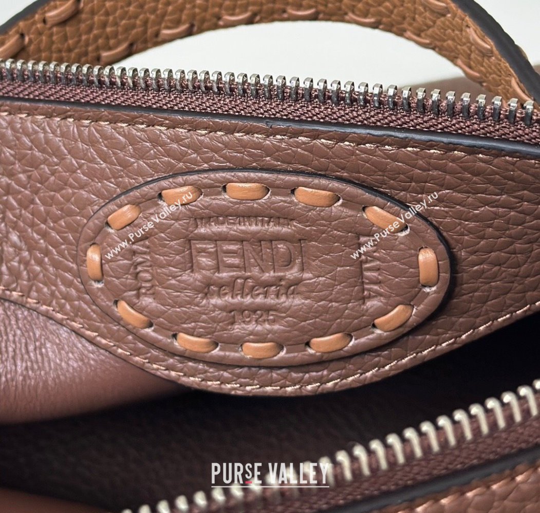 Fendi By The Way Selleria Medium Bag in Grianed Calfskin with Topstitches Dark Brown 2025 8668M (CL-250807043)