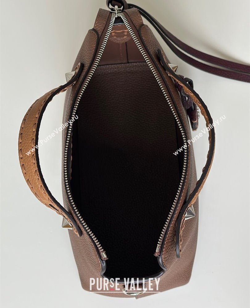 Fendi By The Way Selleria Medium Bag in Grianed Calfskin with Topstitches Dark Brown 2025 8668M (CL-250807043)