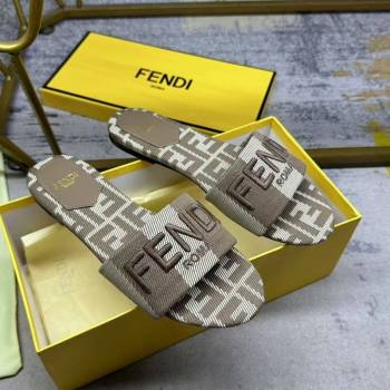 Fendi Sunshine Flat Slides Sandal in Striped Denim-effect Jacquard Grey 2025 (MD-250822130)