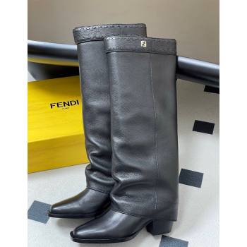 Fendi Show Heel High Boots 7cm in Grained Leather Black 2025 (MD-250822117)
