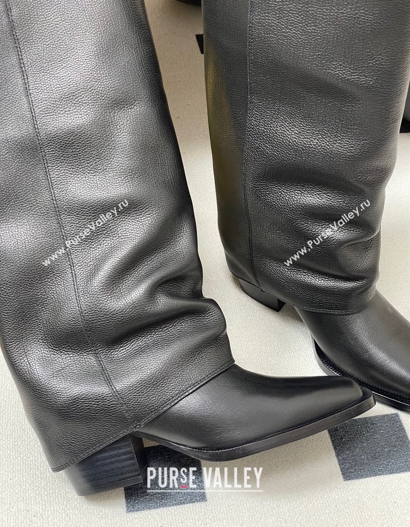 Fendi Show Heel High Boots 7cm in Grained Leather Black 2025 (MD-250822117)