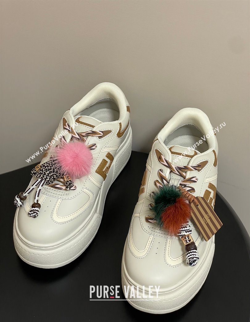 Fendi Match Platform Sneakers 5cm in Leather and Charm White 2025 (MD-250822110)