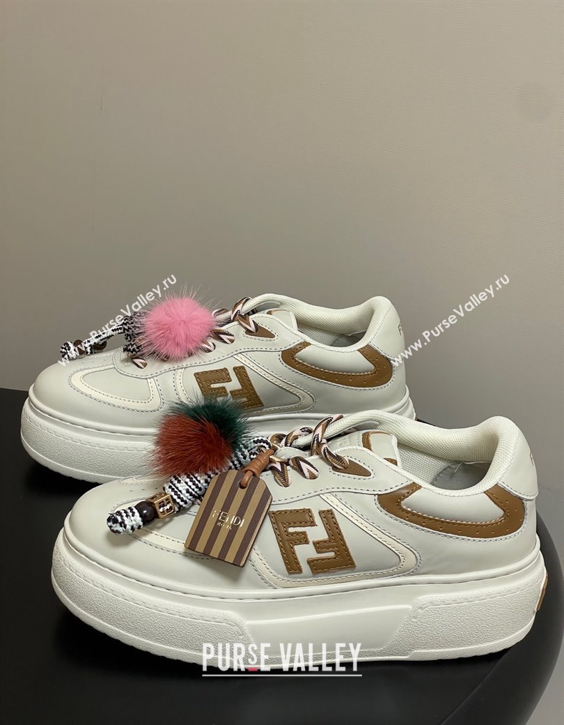 Fendi Match Platform Sneakers 5cm in Leather and Charm White 2025 (MD-250822110)